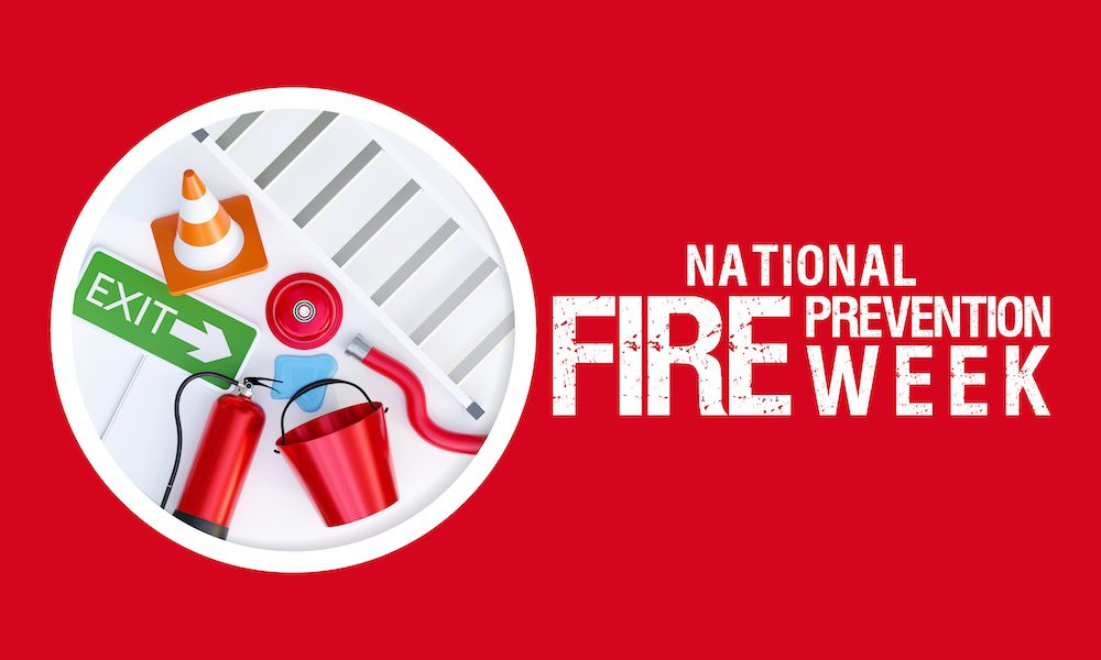 National Fire Prevention Week is observed every year in October, to raise fire safety awareness, and help ensure our home and family is protected. 3D Rendering