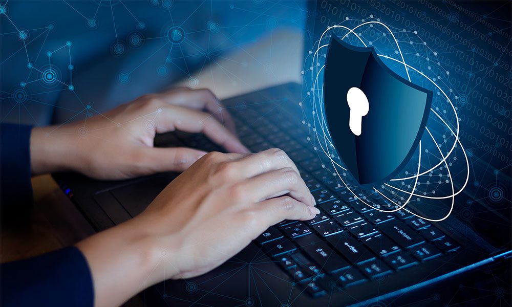 Cyber-Security-Blog-Press-enter-button-keyboard-computer-Shield-cyber-Key-lock-security-system-abstract-technology-world-digital-link-cyber-security-on-hi-tech-Dark-blue-background